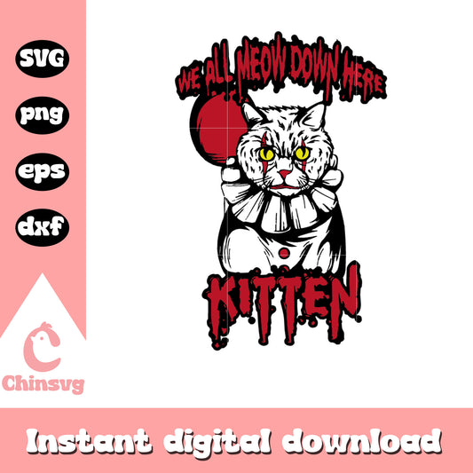 We all meow down here kitten svg, kitten svg, halloween svg