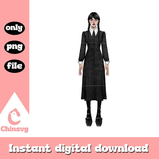 Wednesday addams character clipart png, wednesday the addams family png