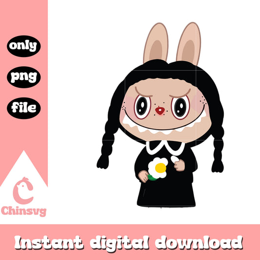 Wednesday addams labubu cute doll design png, baby labubu png