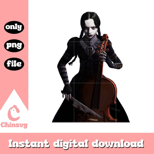 Wednesday addams playing cello design png, wednesday addams movie png