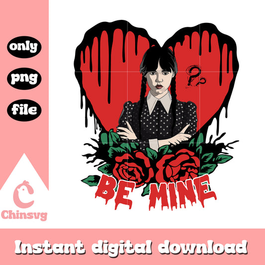 Wednesday be mine splash effect png, wednesday addams animated png