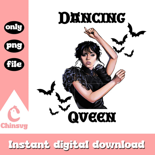 Wednesday dancing queen design png, wednesday addams dance png