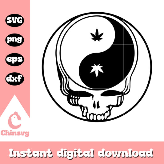 Weed plant yin and yang svg, skull svg, logo design svg