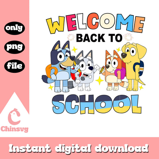 Welcom back to school bluey character png, back to school png