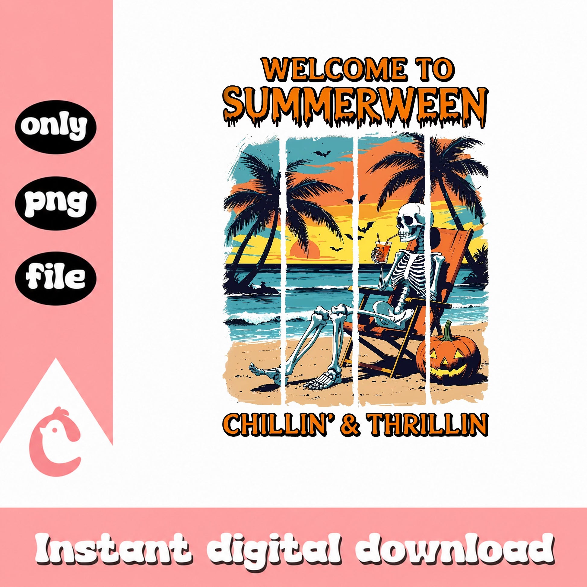 Welcome To Summerween Skeleton Beach PNG, Halloween PNG, Funny Skeleton PNG