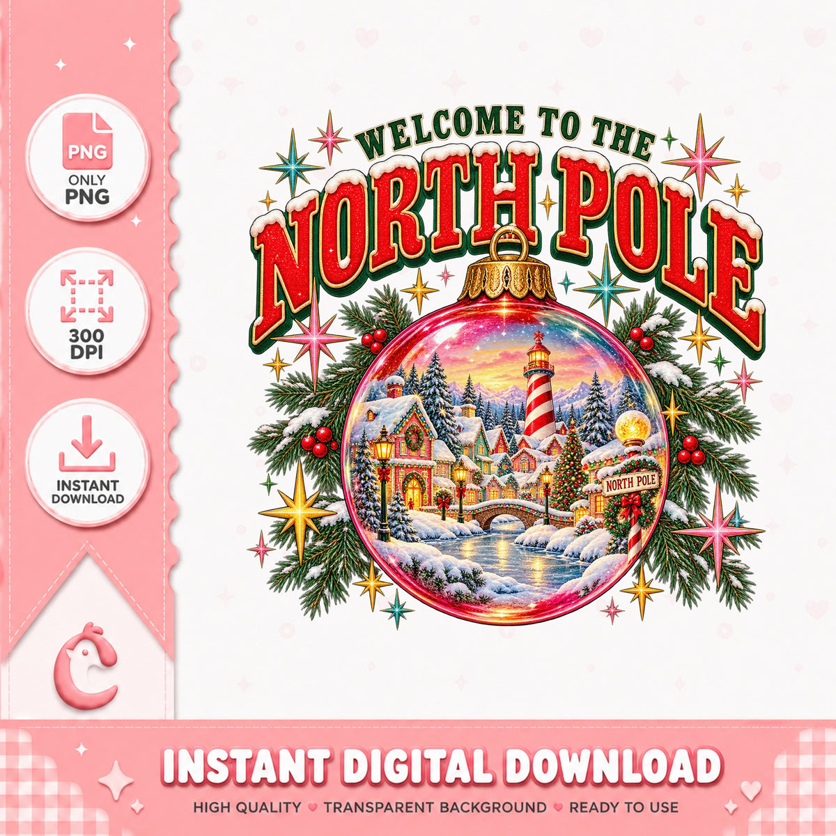Welcome To The North Pole PNG, Christmas Winter Scene, PNG