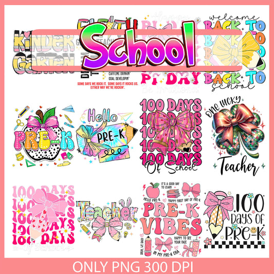 Welcome school design bundle png, 100 days of school​ png