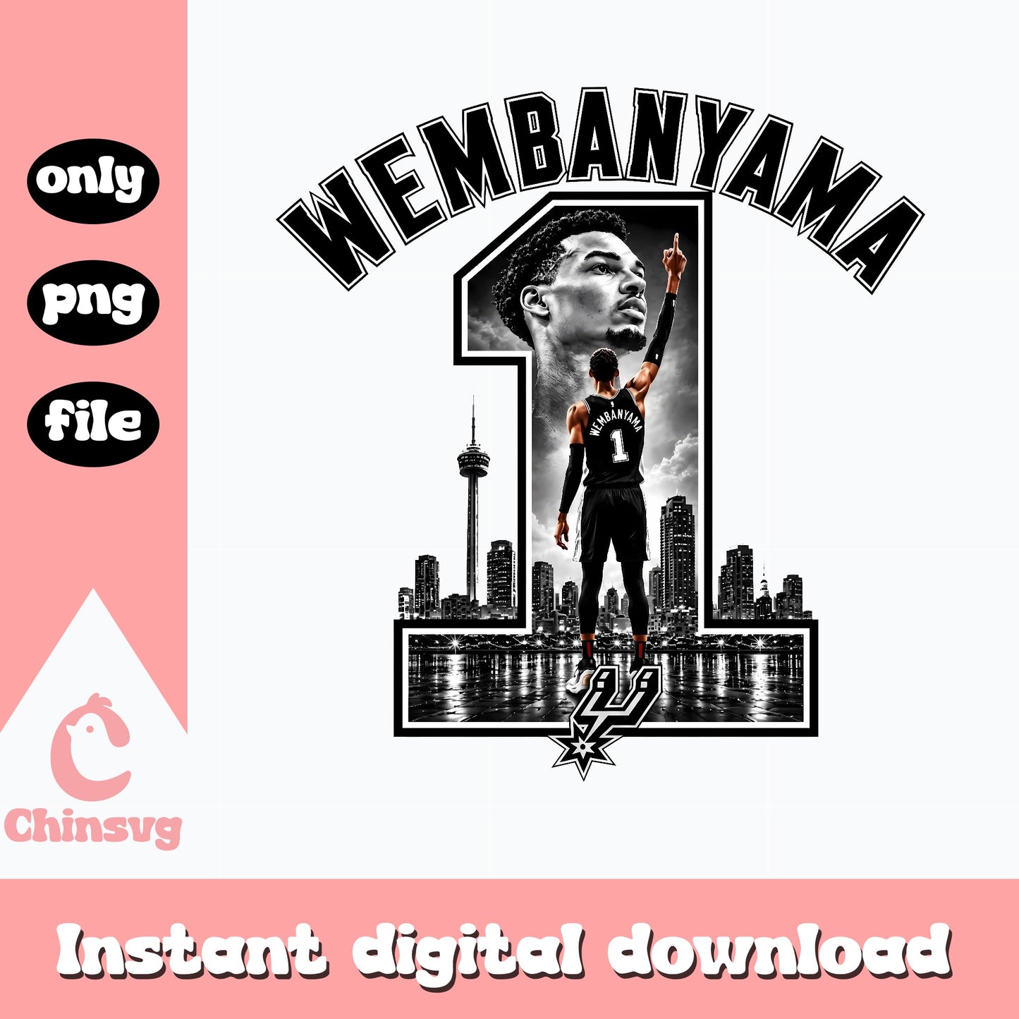 Wembanyama Spurs PNG, Basketball Player Design, Sports PNG