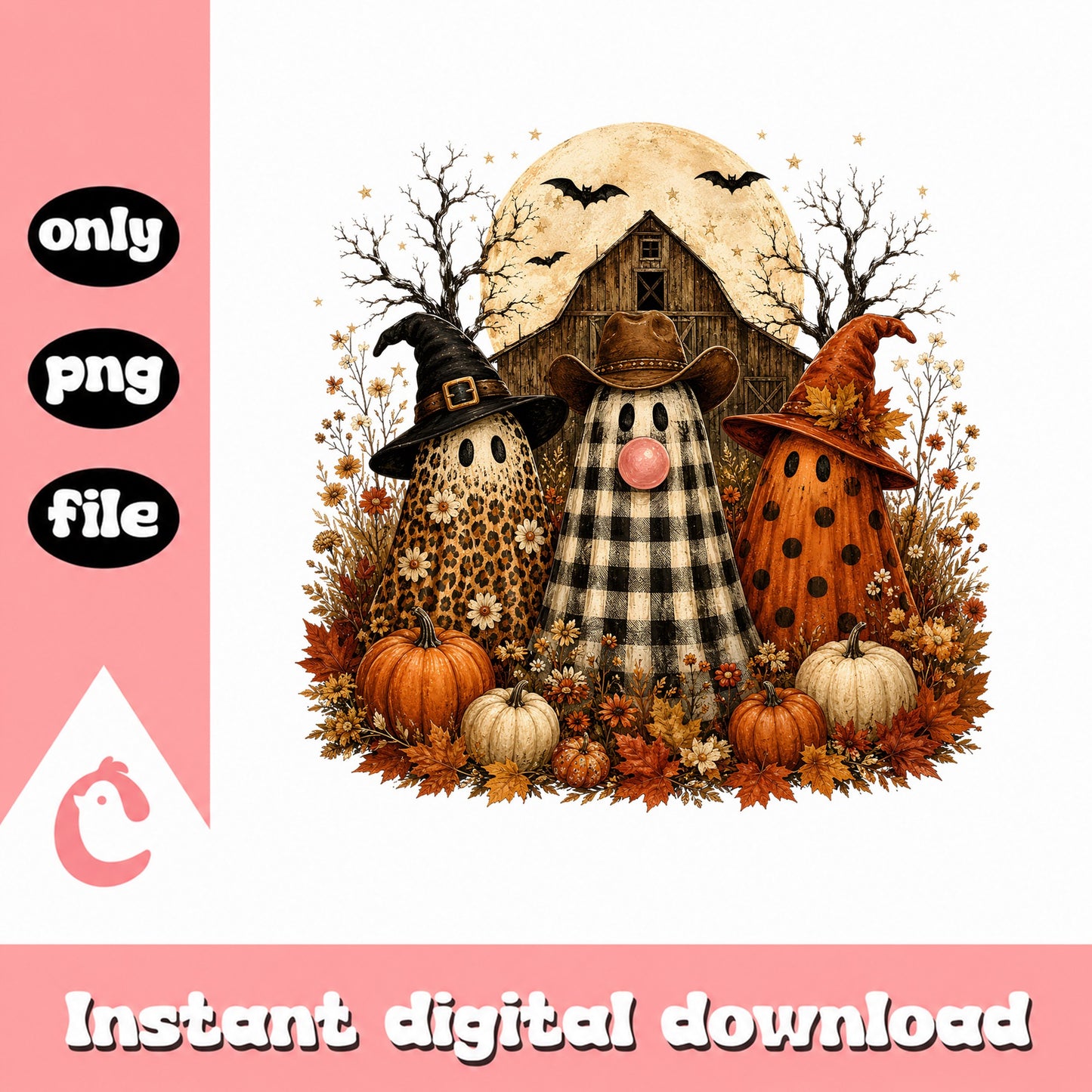 Western Halloween Ghost PNG, Cowboy Ghost Pumpkin, Fall Halloween PNG