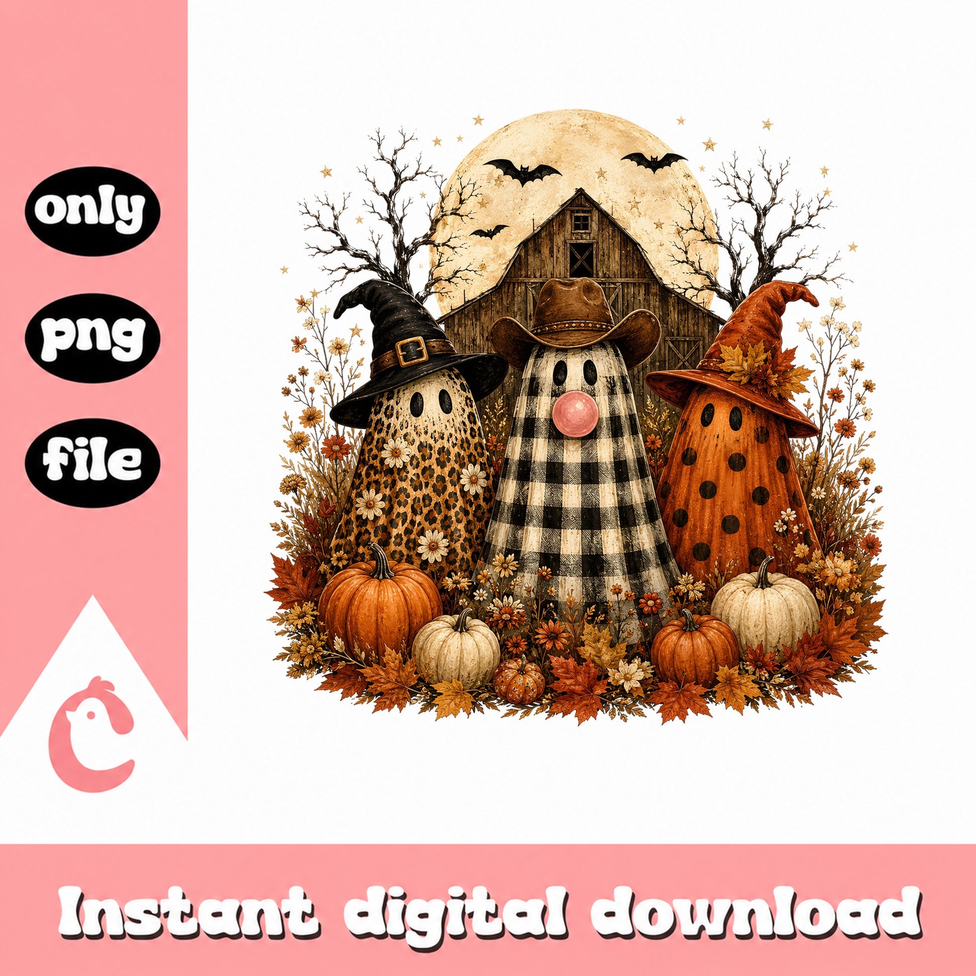 Western Halloween Ghost PNG, Cowboy Ghost Pumpkin, Fall Halloween PNG