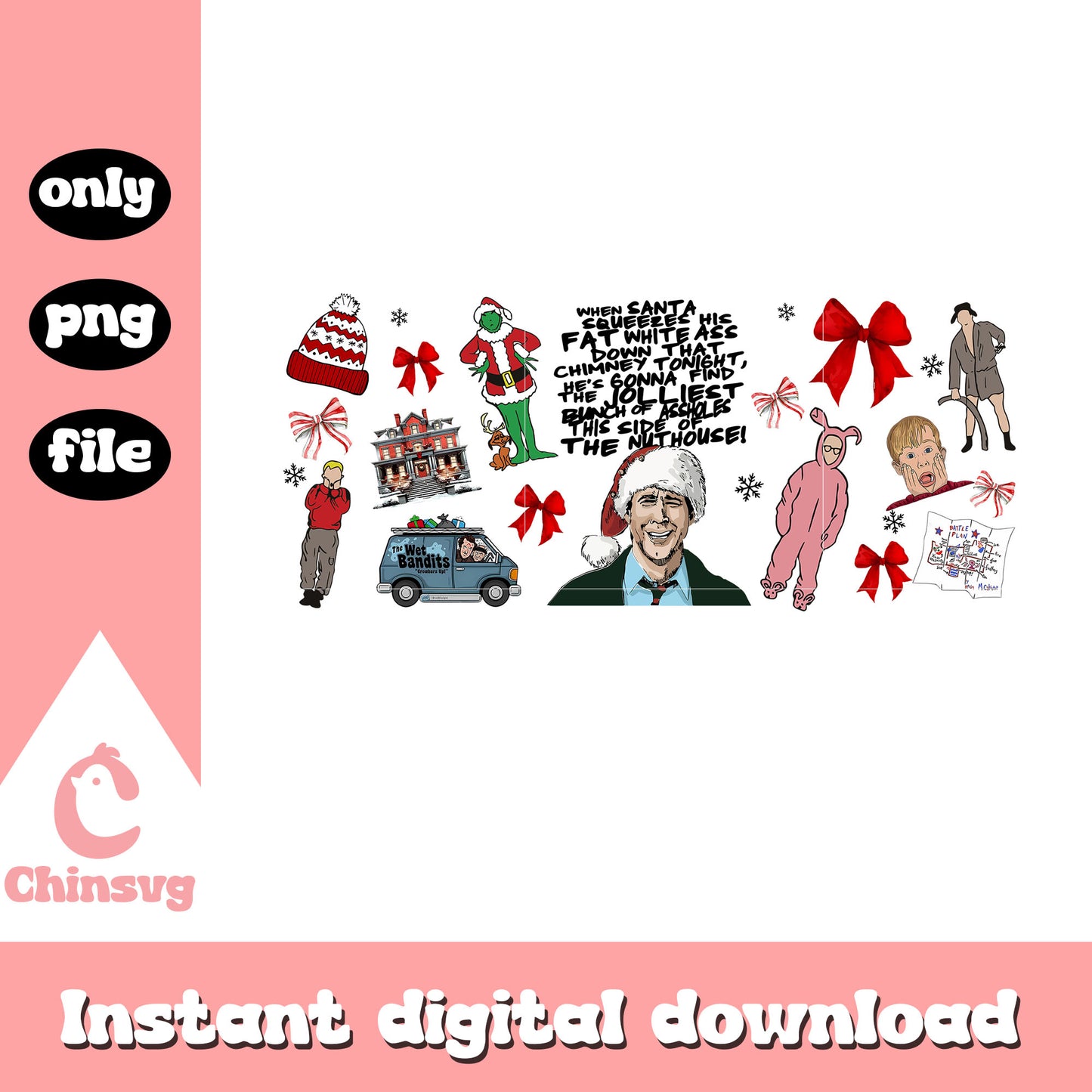 When santa squeezes his fat grinch png, grinch quote png