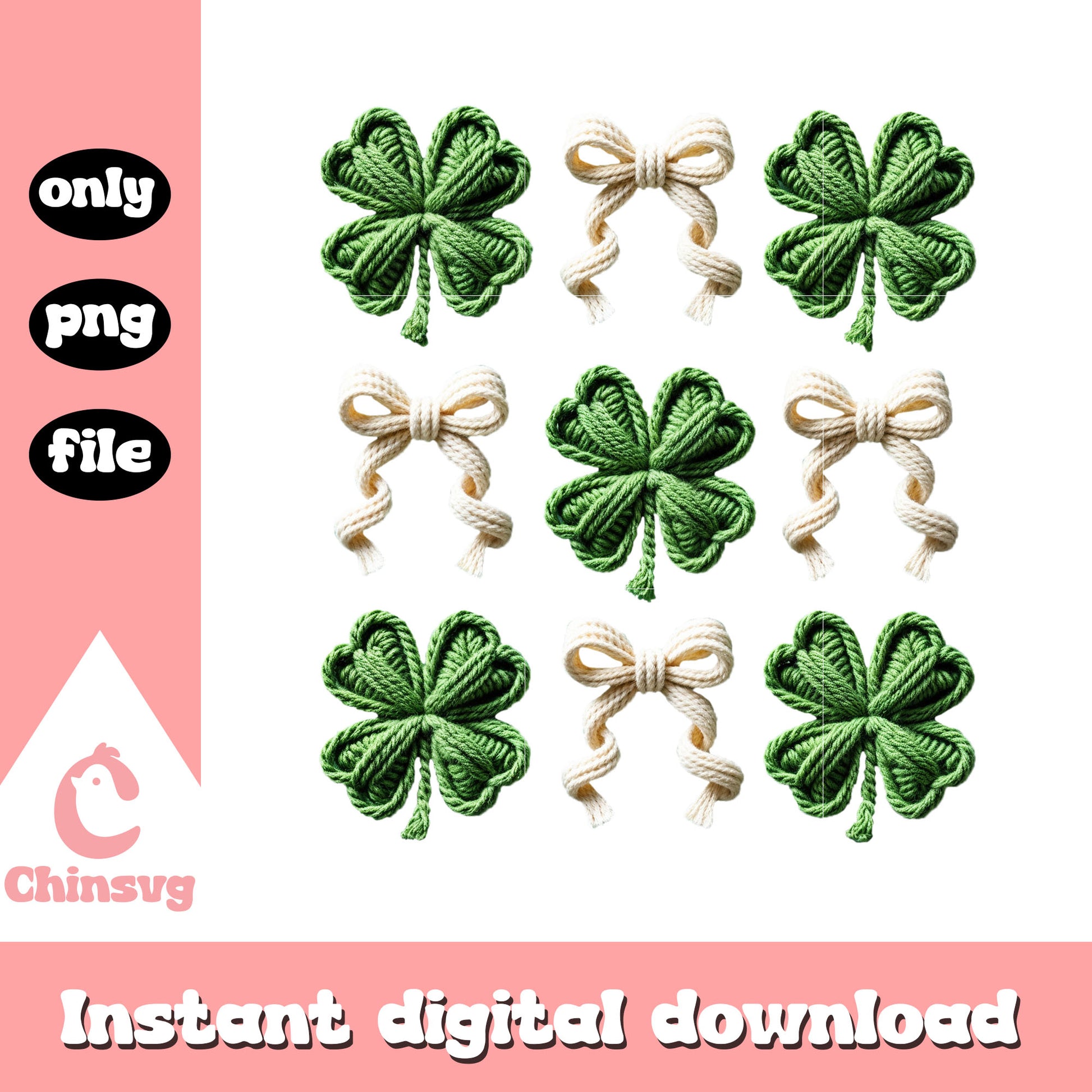 White bow st patrick’s png, st patrick's day clover png