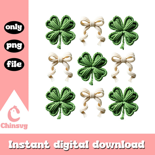 White bow st patrick’s png, st patrick's day clover png