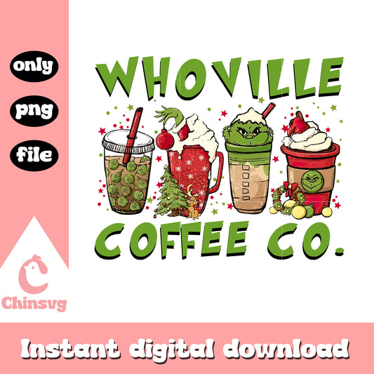 Whoville coffee co christmas png, grinch coffee cup​ png