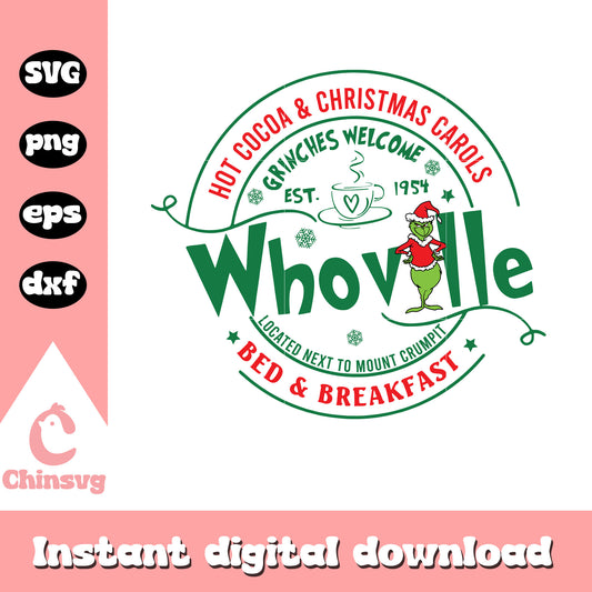 Whoville grinch logo svg, whoville​​ svg, grinch welcome​ svg