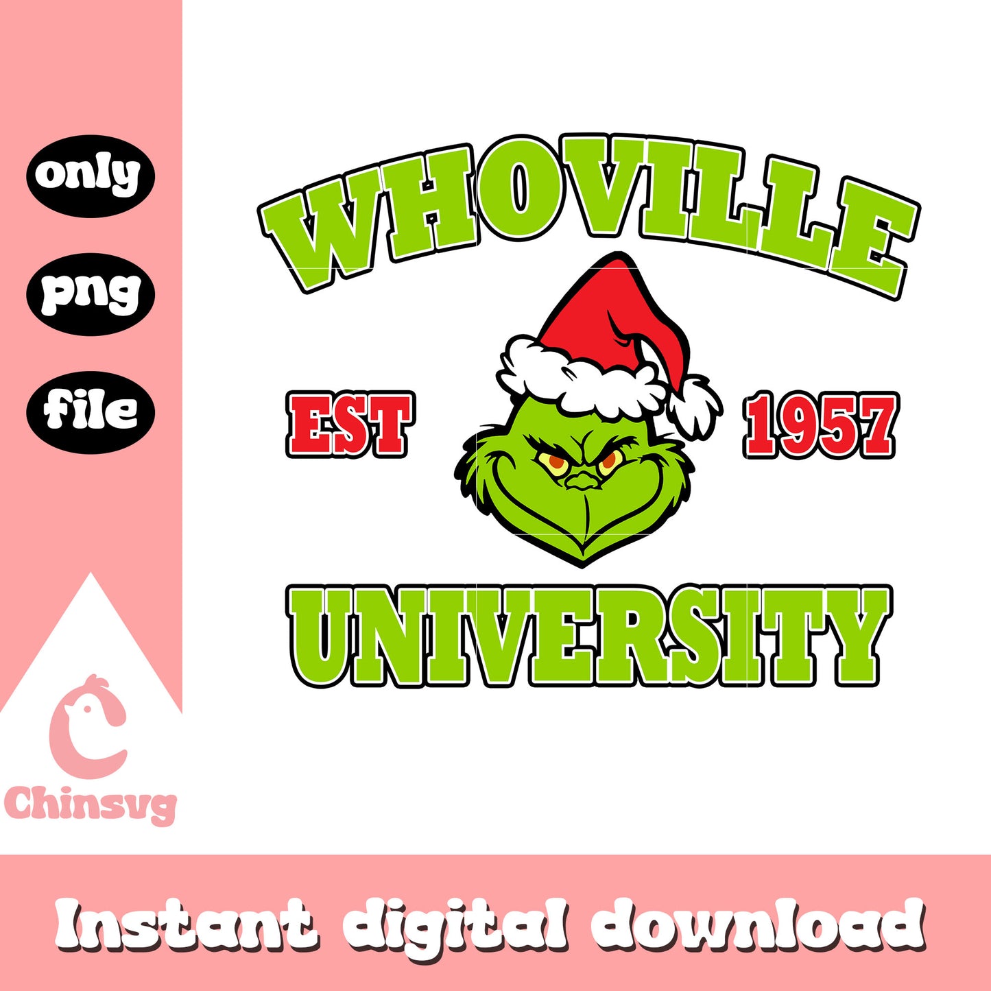 Whoville university est 1967  png, grinch face png