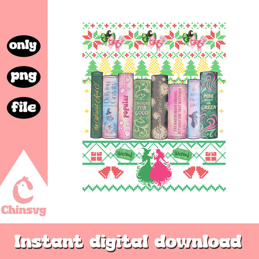 Wicked changed for good book retro xmas png, happy x mas png 
