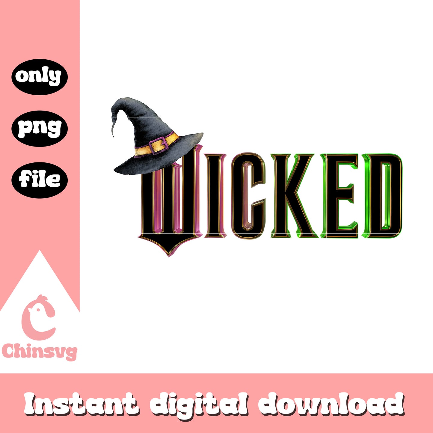 Wicked movie font design png, wicked font png, movie png