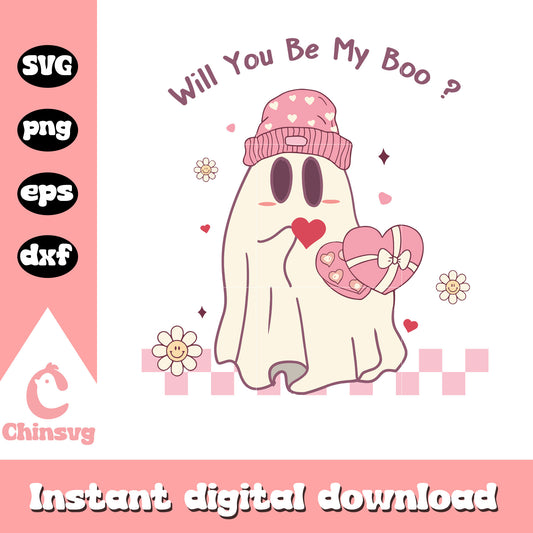 Will you be my boo valentine ghost svg, be my boo svg