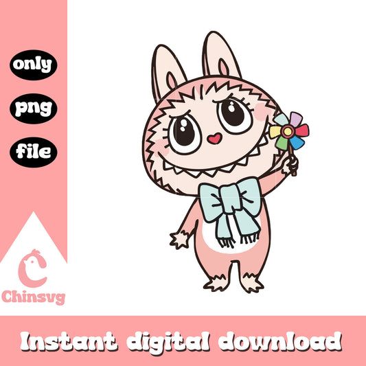 Windmill labubu cute doll design png, baby labubu png