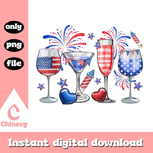Wine glass 4th of july usa png, drinking independence day png