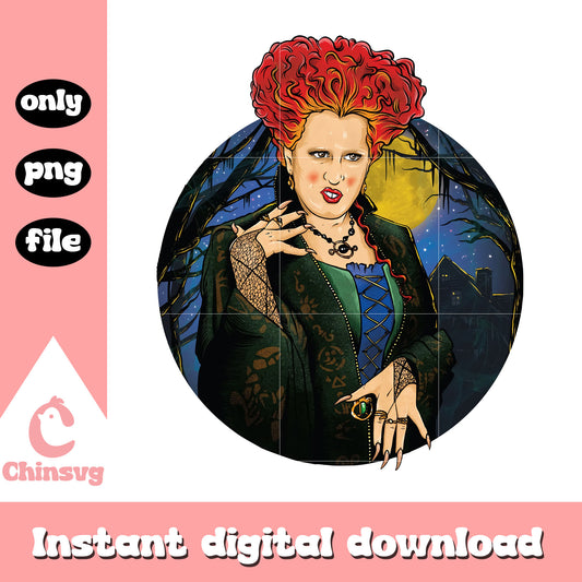 Winifred sanderson halloween design png, hocus pocus movie png
