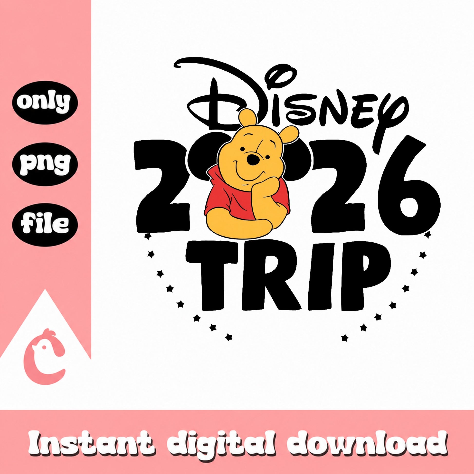 Winnie The Pooh Disney Trip 2026 PNG, Disney Vacation PNG, Family Trip PNG