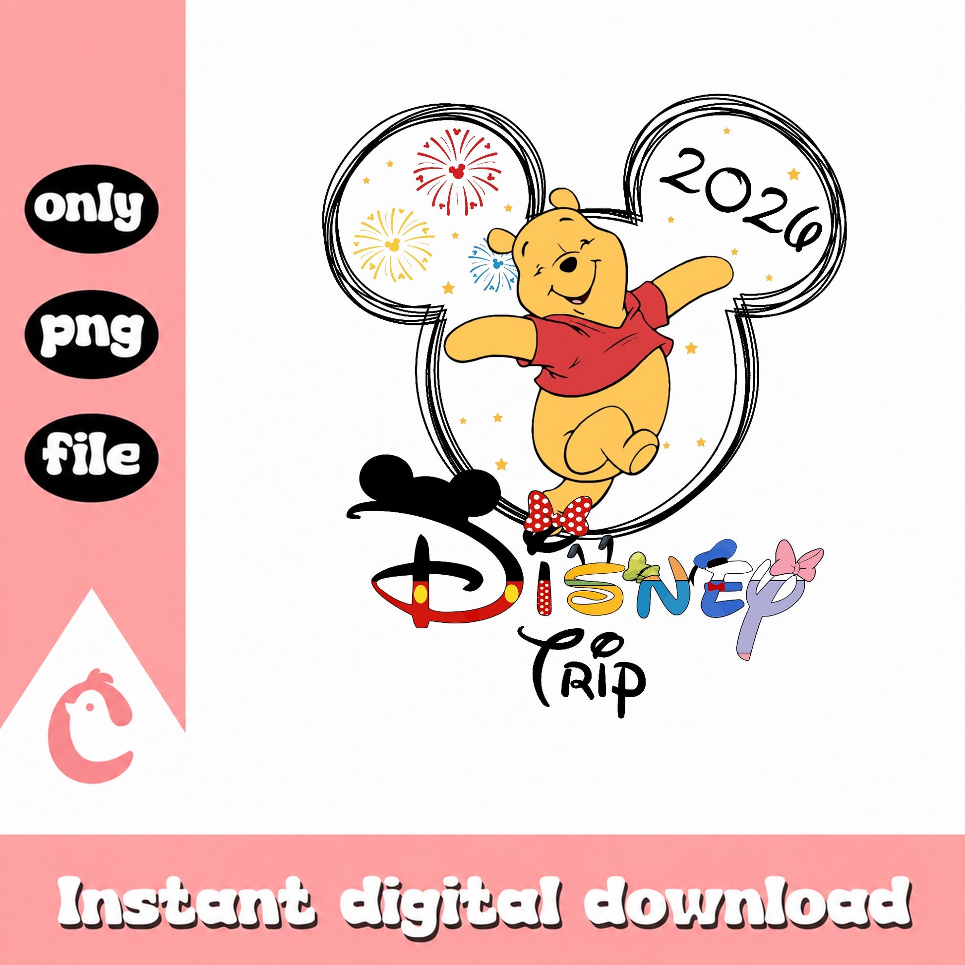 Winnie The Pooh Disney Trip 2026 PNG, Disney Vacation PNG, Mickey Ears PNG