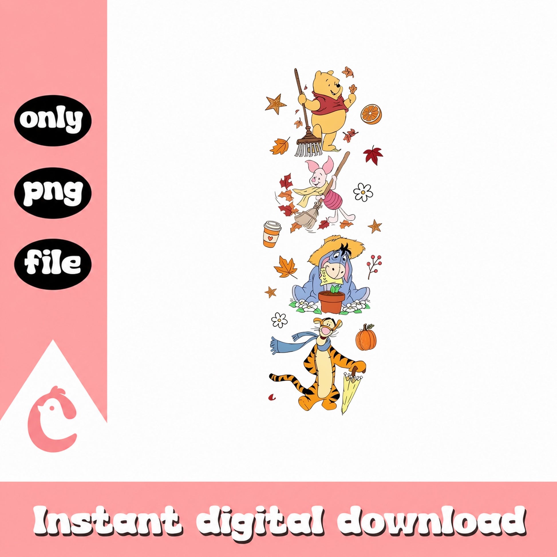 Winnie The Pooh Fall Autumn PNG, Disney Characters, Tigger Piglet Eeyore PNG