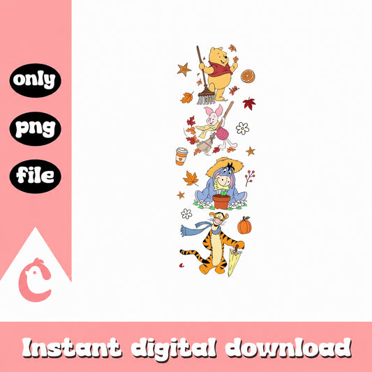 Winnie The Pooh Fall Autumn PNG, Disney Characters, Tigger Piglet Eeyore PNG