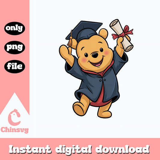 Winnie The Pooh Graduation PNG, Disney Graduate PNG, Cute Bear Diploma PNG