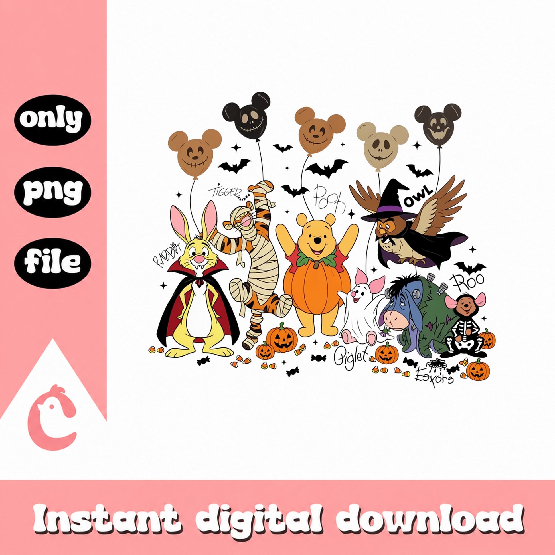 Winnie The Pooh Halloween PNG, Disney Halloween Bundle, PNG