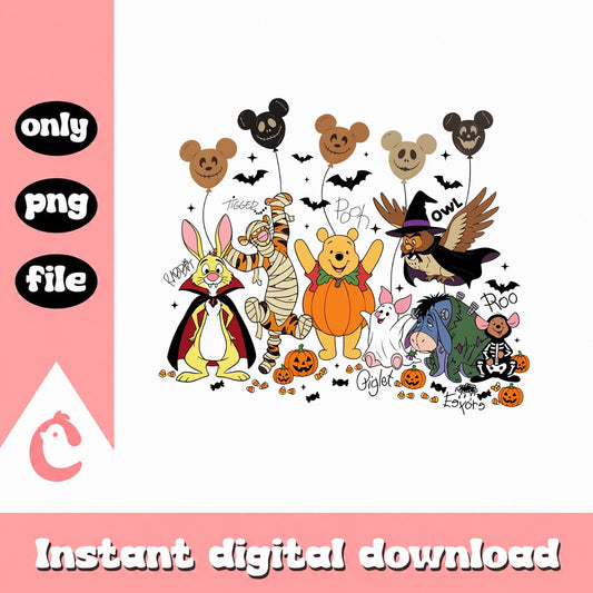 Winnie The Pooh Halloween PNG, Disney Halloween Bundle, PNG