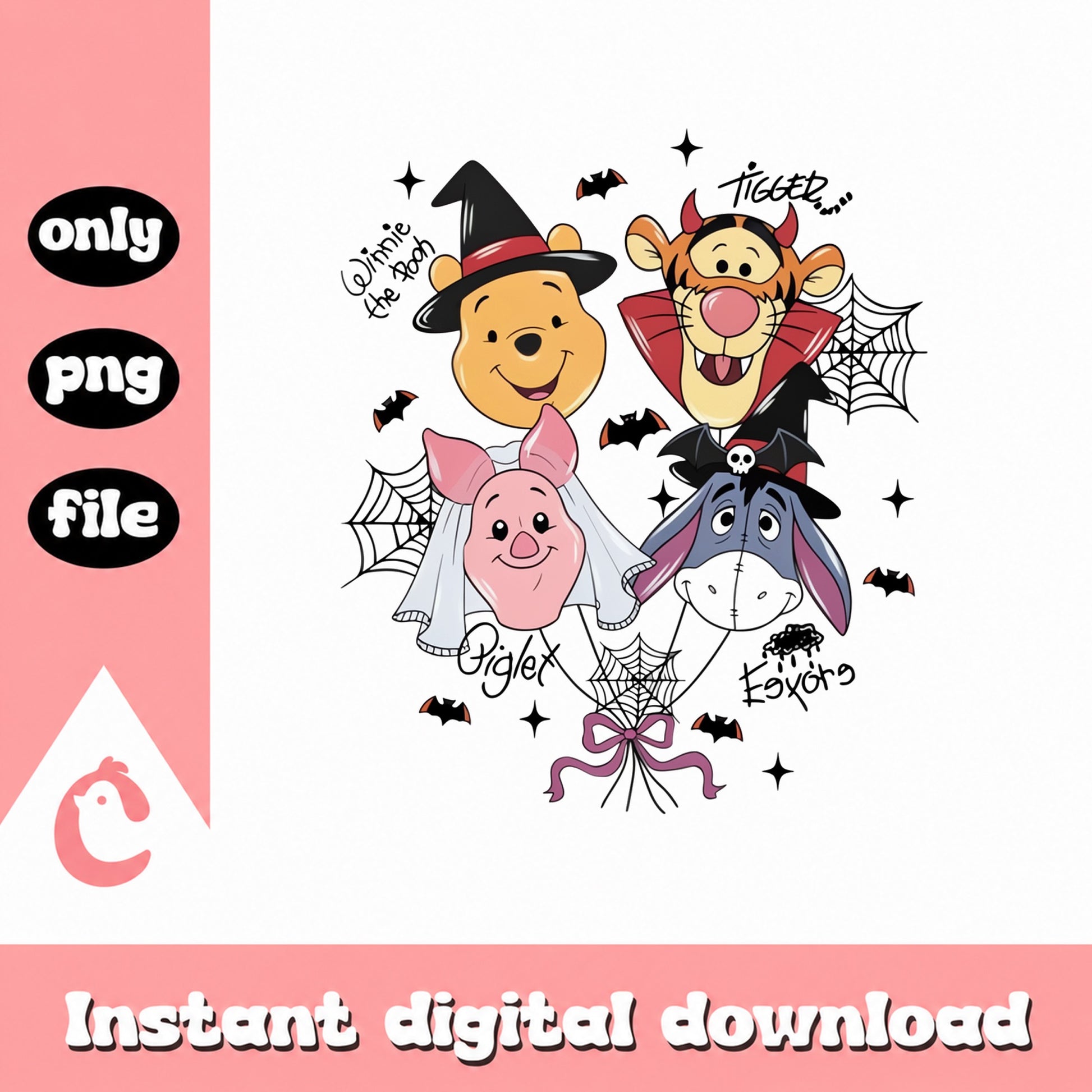 Winnie The Pooh Halloween SVG, Disney Characters PNG, Tigger Eeyore PNG