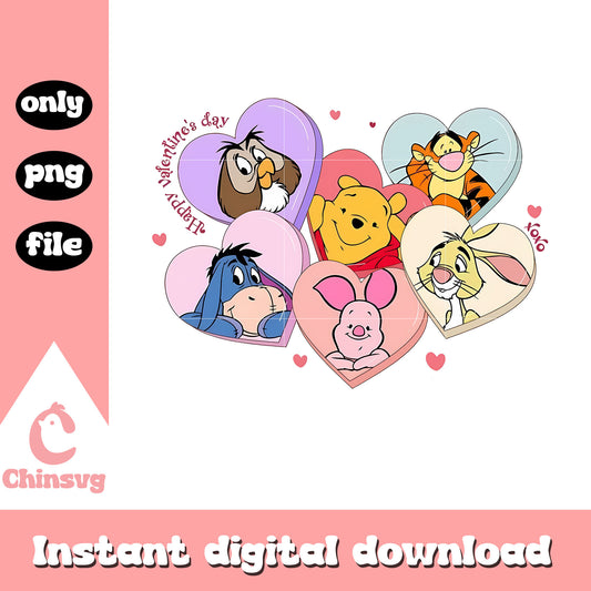 Winnie the Pooh heart shape png, happy valentine's day png