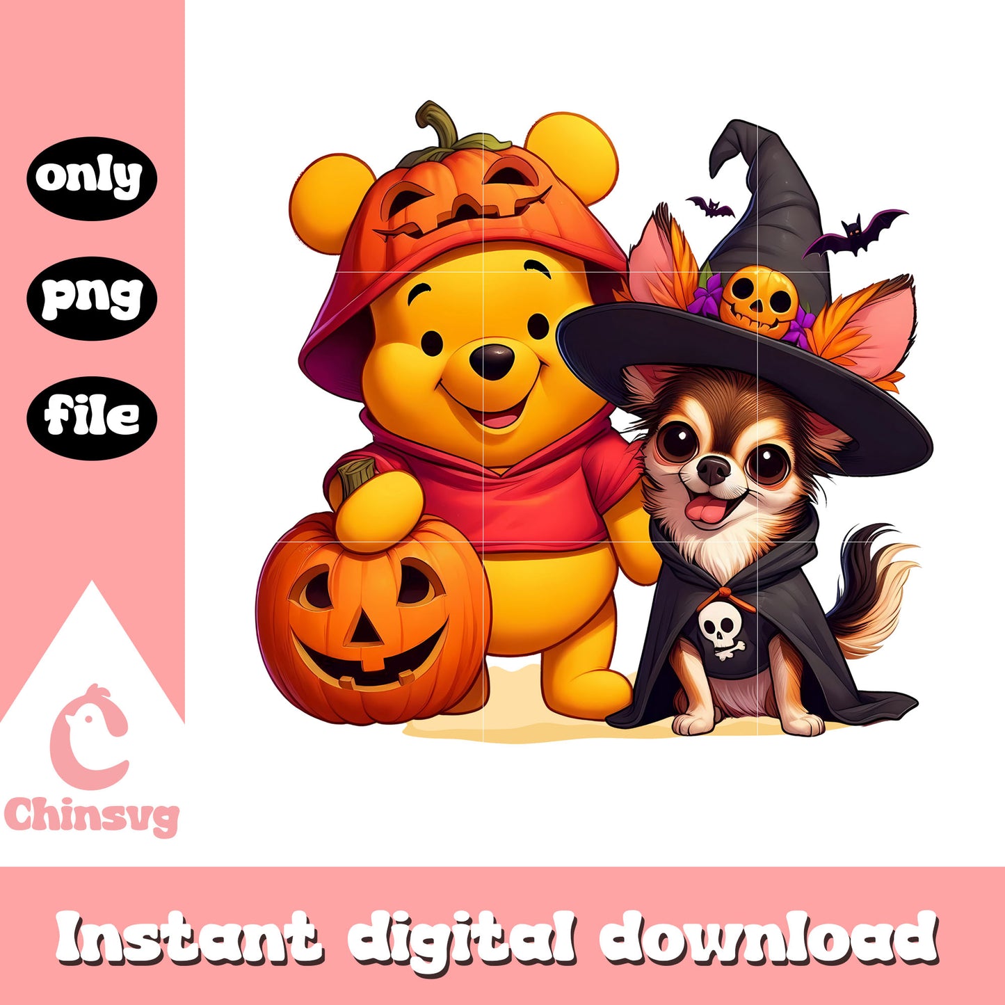 Winnie the pooh and dog halloween costume png, disney png