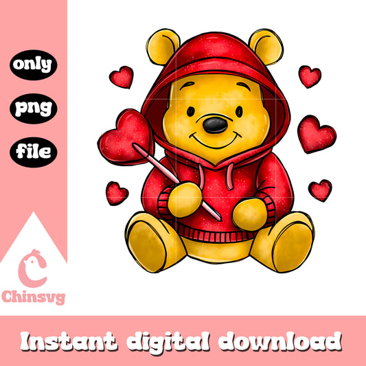 Winnie the pooh candy heart png, pooh valentine png, pooh png