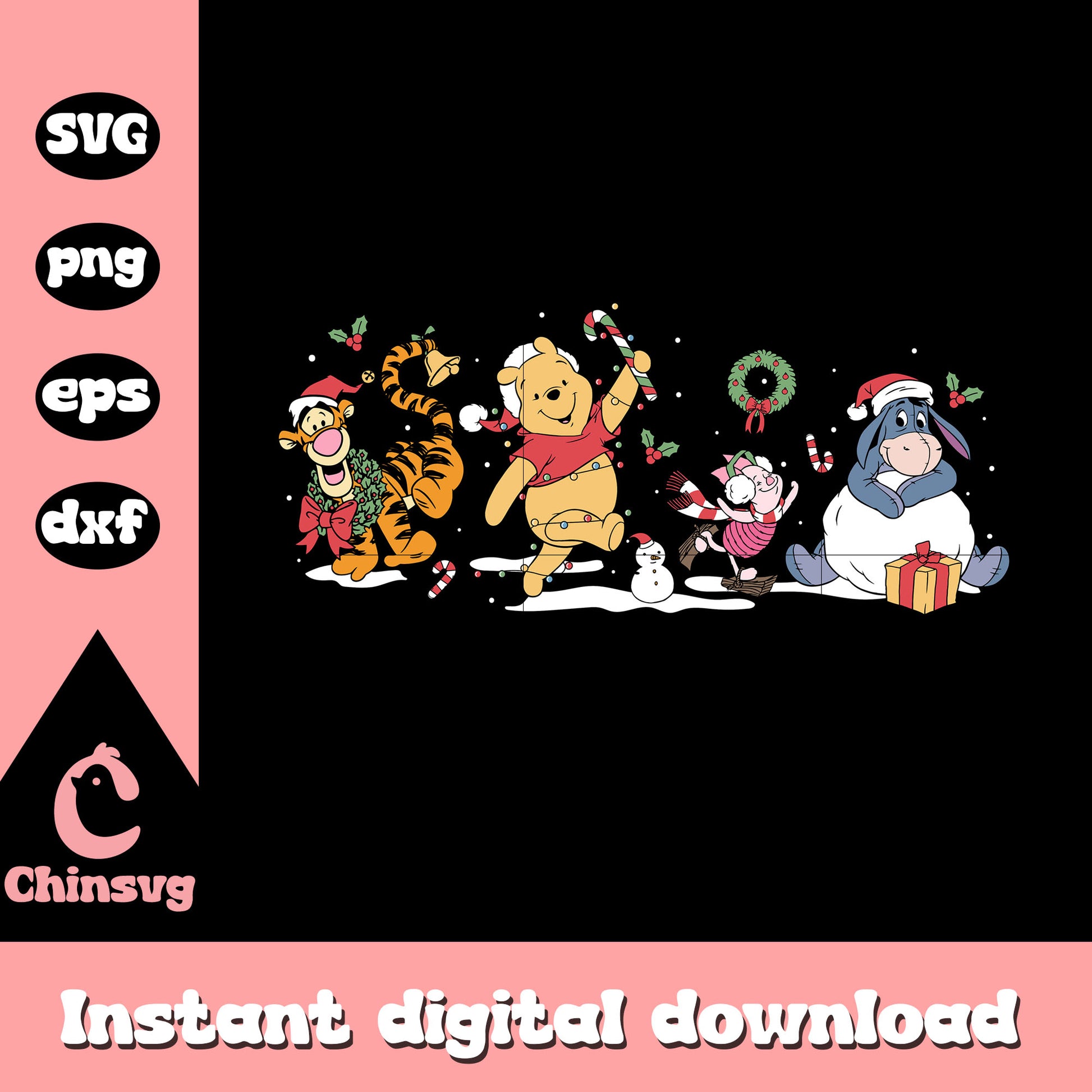 Winnie the pooh christmas svg, disney days of christmas svg