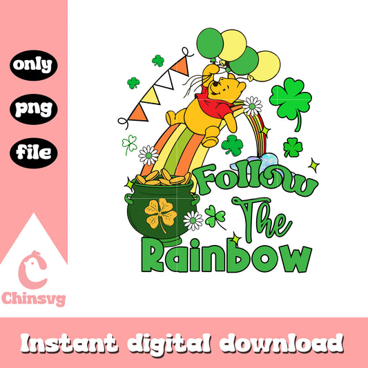 Winnie the pooh follow the rainbow png, disney png, patrick png