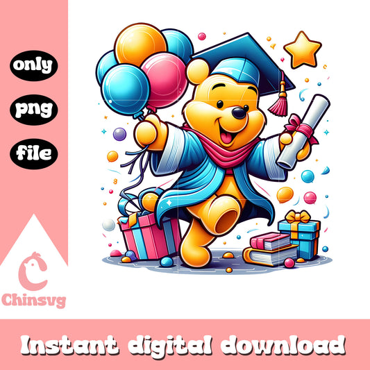 Winnie the pooh graduation design png, disney design png