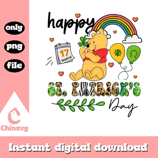 Winnie the pooh happy st.patrick's day png, st.patrick day png