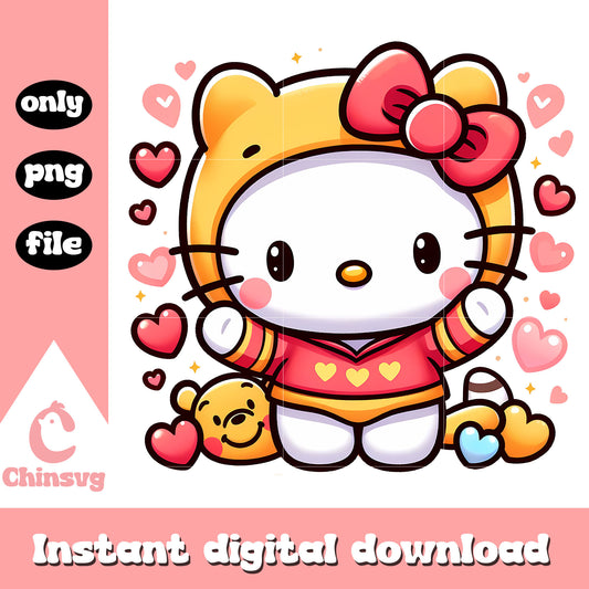 Winnie the pooh kitty costume png, kitty cat png, sanrio cast png
