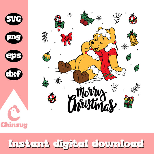 Winnie the pooh merry christmas svg, disney svg, merry christmas svg