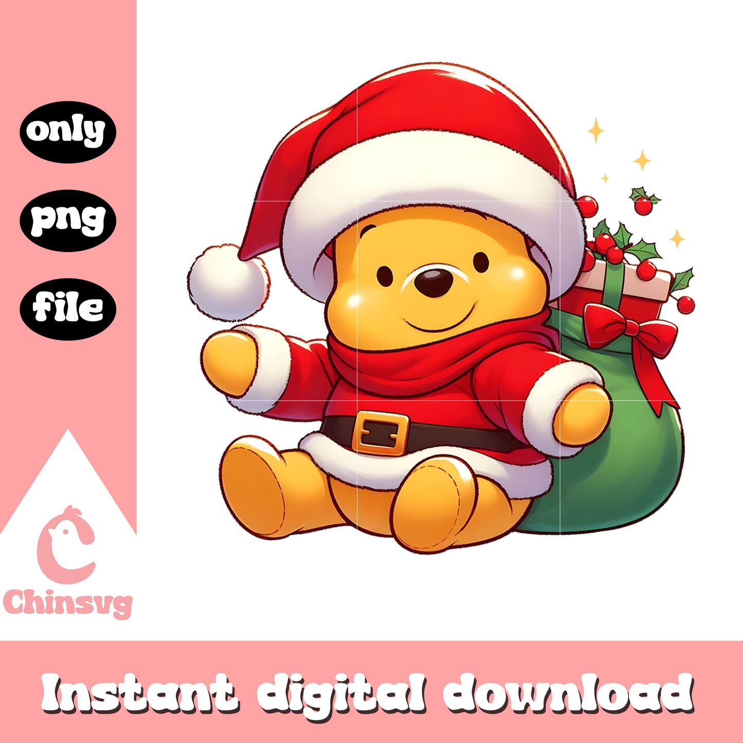 Winnie the pooh santa claus png, christmas movies png