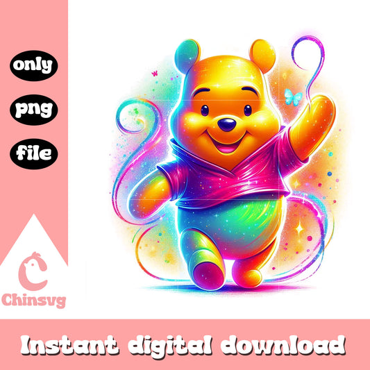 Winnie the pooh watercolor splash design png, winnie the pooh art png