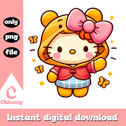 Winnie the pooh x kitty cat costume png, sanrio hello kitty png