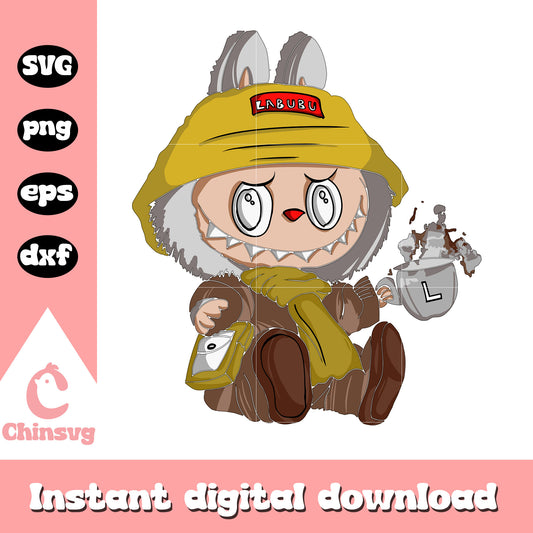 Winter fashion labubu doll drawing design svg, cute labubu svg