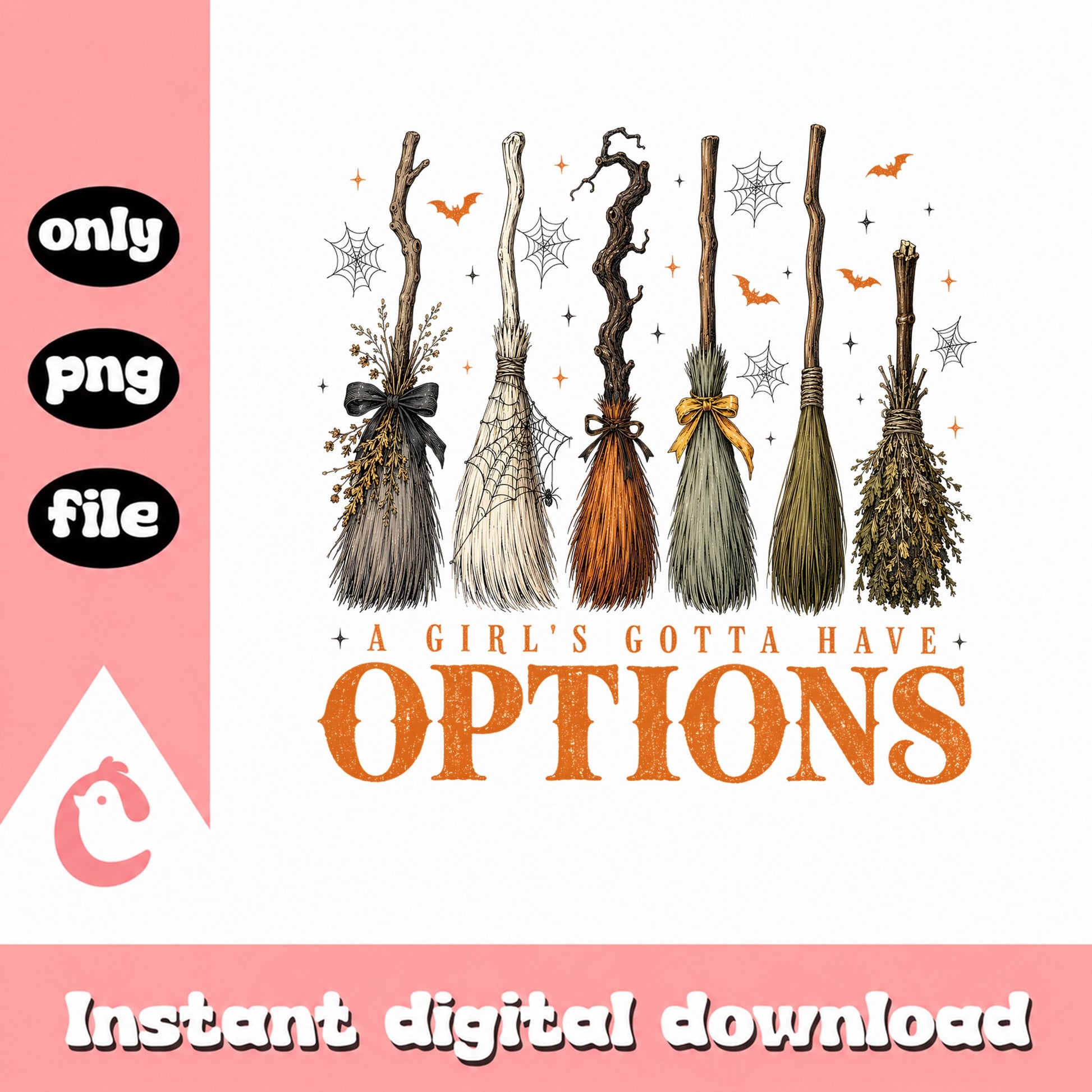 Witch Broom Halloween PNG, A Girls Gotta Have Options, Retro Halloween PNG