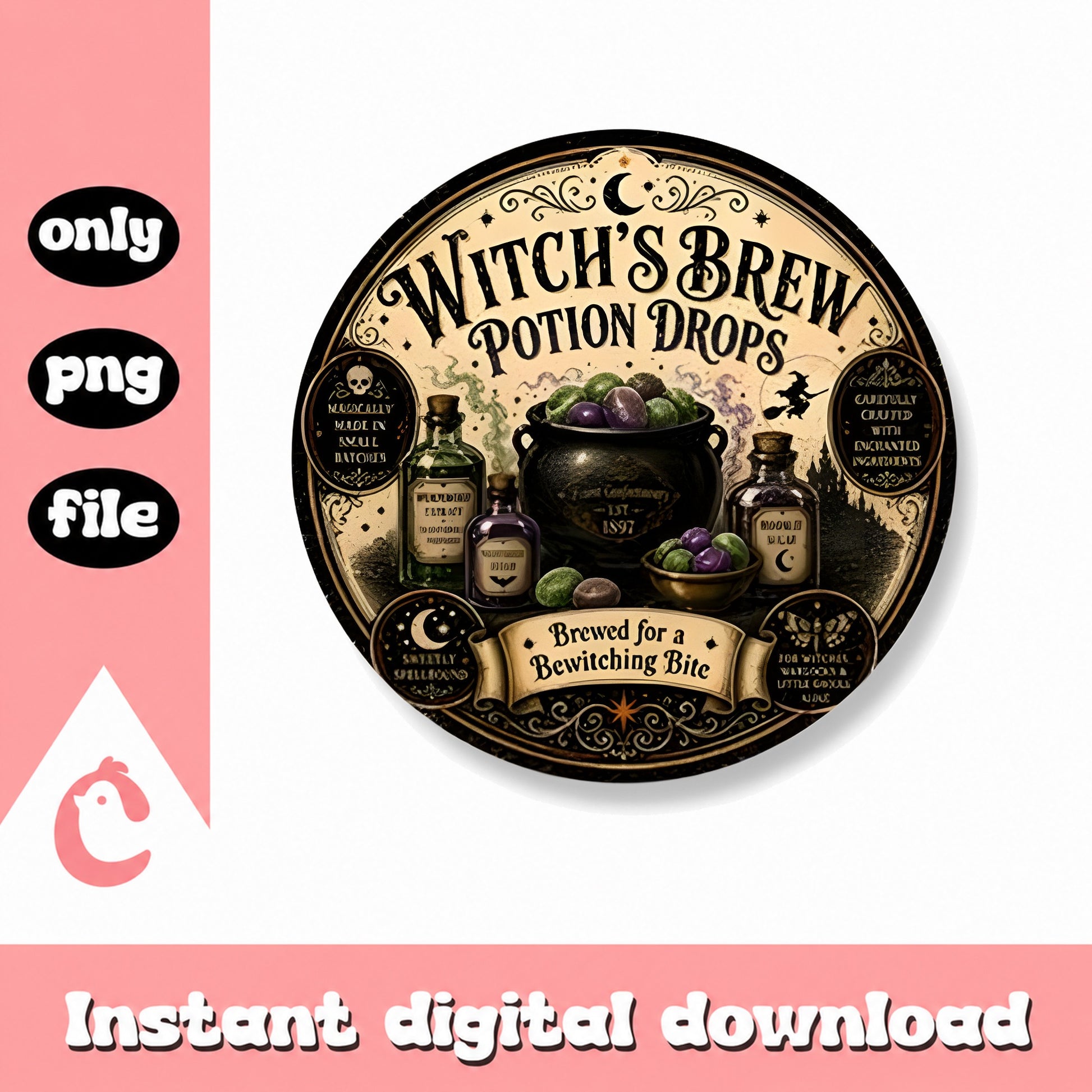 Witch's Brew Potion Drops PNG, Halloween Sublimation, PNG File