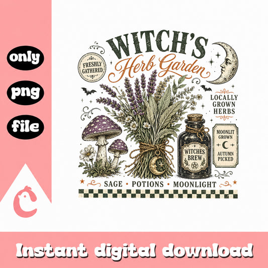 Witch's Herb Garden PNG, Halloween Witch Potion PNG, Witchy PNG